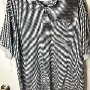 St. John's Bay Black and Gray Checkered Polo